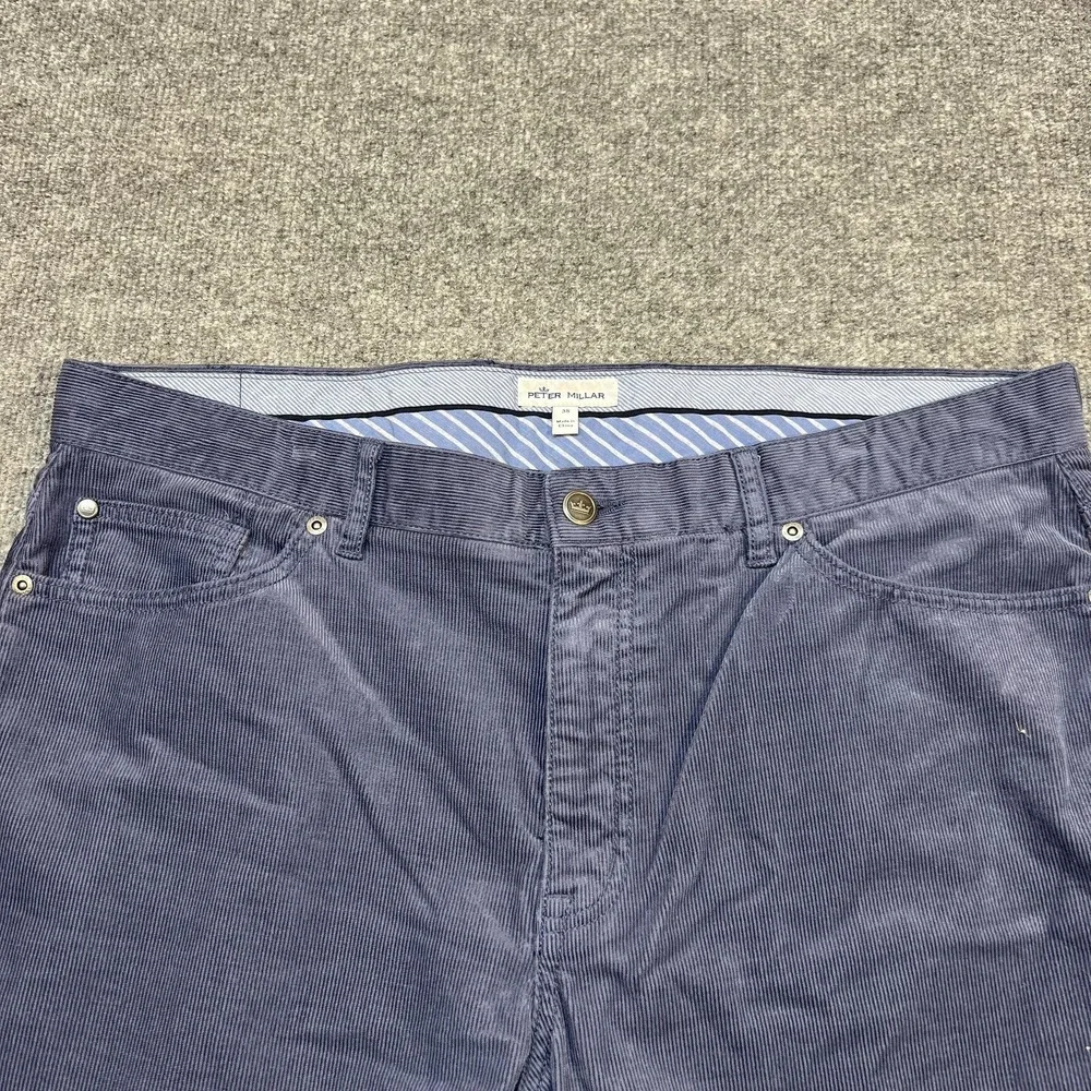 Peter Millar Pants Mens 38 Blue Corduroy Stretch Khakis 5 Pocket Casual
